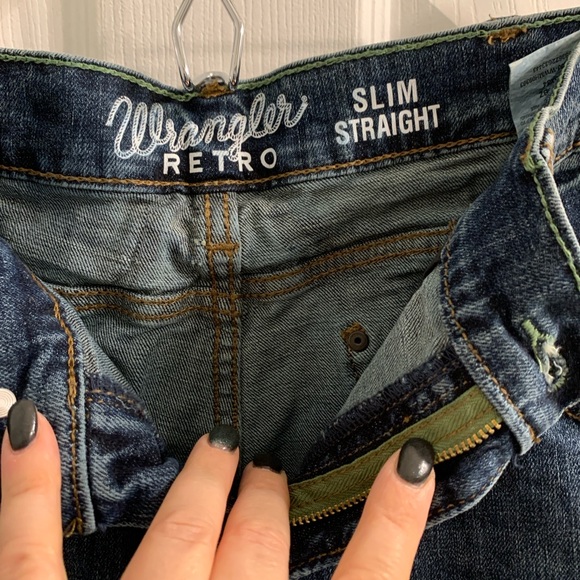Wrangler Retro Slim Straight Blue Jeans 36x34 - Picture 3 of 15
